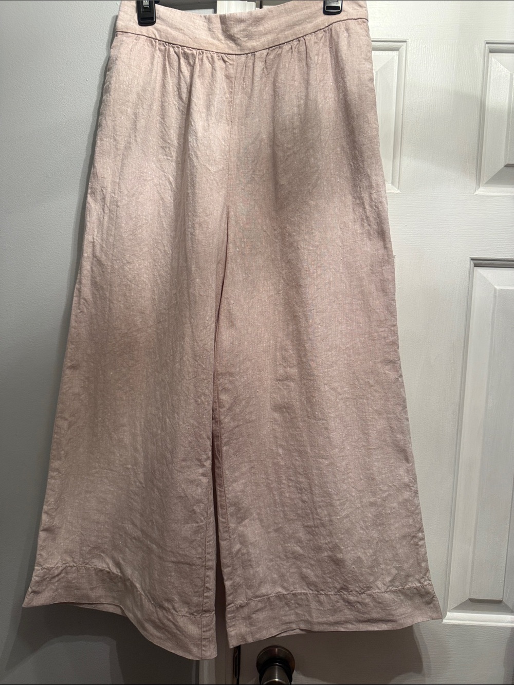 Wide-Leg Linen Blend Pants in Light Blush